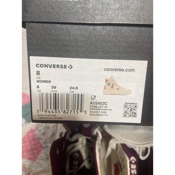 Converse Chuck Taylor All Star Lift Hi Floral Egret Red A15463C Womens 8 - Picture 2 of 8